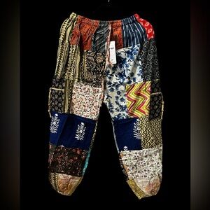 #89 NWT 100% cotton patchwork jogger bottom pants